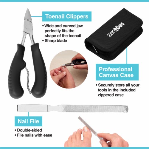 ZenToes Toe Nail Clipper Professional Pedicure Tools Set for Thick and  Ingrown Toenails, 1 - Fred Meyer