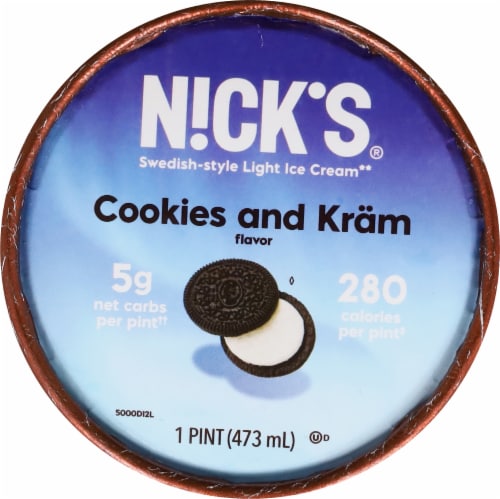 Nick's Swedish-Style Cookies and Kram Light Ice Cream Pint Perspective: top