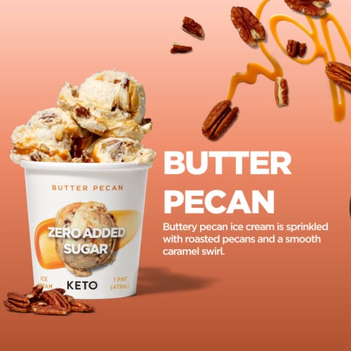 Keto Pint Zero Added Sugar Butter Pecan Ice Cream 1 pt Perspective: top