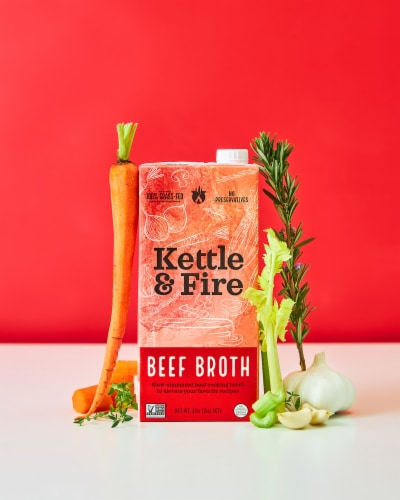 Kettle & Fire Beef Cooking Broth Made with Grass-Fed Beef Bones Perspective: top