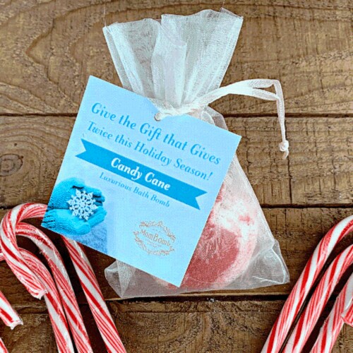 Candy Cane Bath Bomb Single Perspective: top