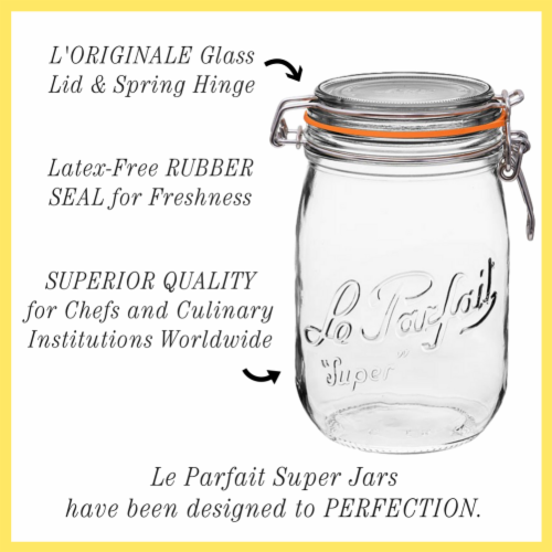 Le Parfait Super Jars – French Glass Round Jars With Airtight Lid For Canning Food Storage Perspective: top