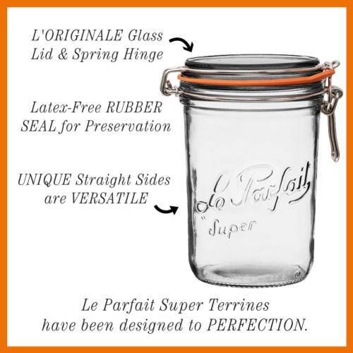 Le Parfait Super Terrine – French Glass Taper Jar With Airtight Lid For Canning Food Storage Perspective: top