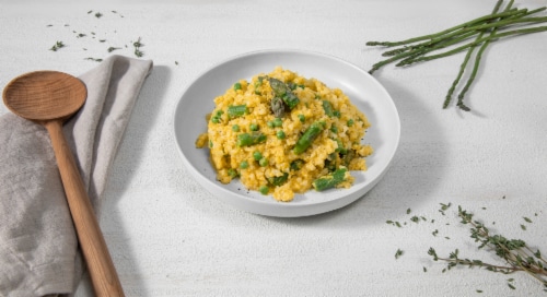 Tattooed Chef™ Riced Cauliflower Risotto with Asparagus Perspective: top