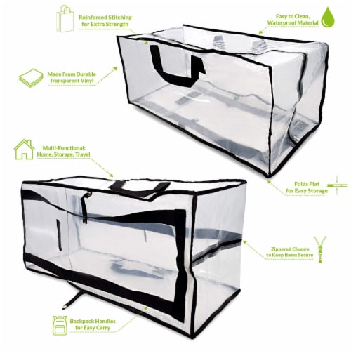 Clear Zippered Storage Bags, See Thru Transparent Totes with Handles, Heavy  Duty & Waterproof, Inches - Kroger