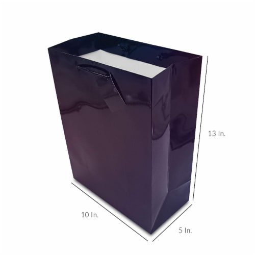 12 . Black Holographic Paper Gift Bags with Rope Handles and Hang Tag Shopping Bag Perspective: top