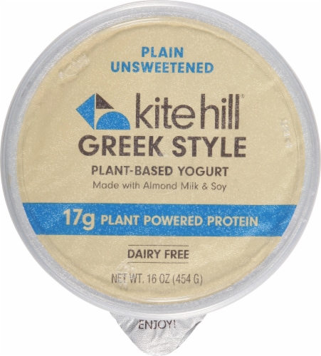 Kite Hill® Plain Unsweetened Dairy Free Almond Milk Greek Yogurt Tub Perspective: top