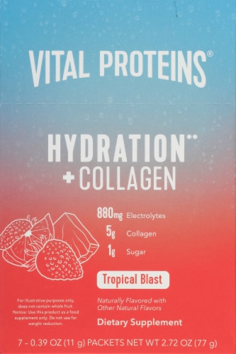 Vital Proteins Tropical Blast Hydration + Collagen Supplement Packets Perspective: top