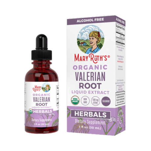 Maryruth's® Organic Valerian Root Liquid Extract Dietary Supplement Perspective: top