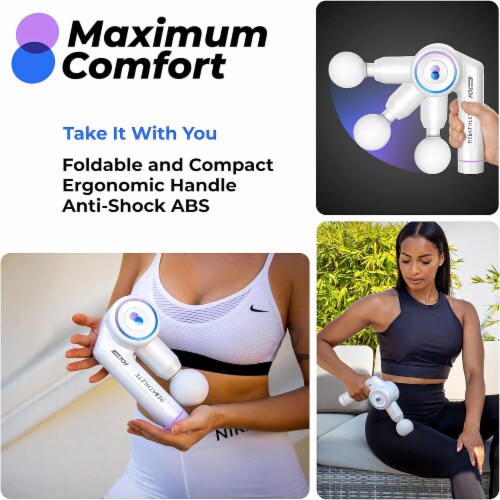 Reathlete FOLD Interchangeable Folding Massage Therapy Gun for Athletes, White Perspective: top