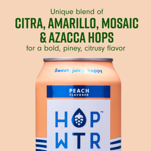 HOP WTR™ Peach Non-Alcoholic Sparkling Hop Water Perspective: top