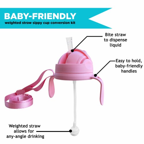 Botabee 3-in-1 Green Weighted Straw Sippy Cup Kit for Comotomo Baby Bottles (2 Pack) Perspective: top
