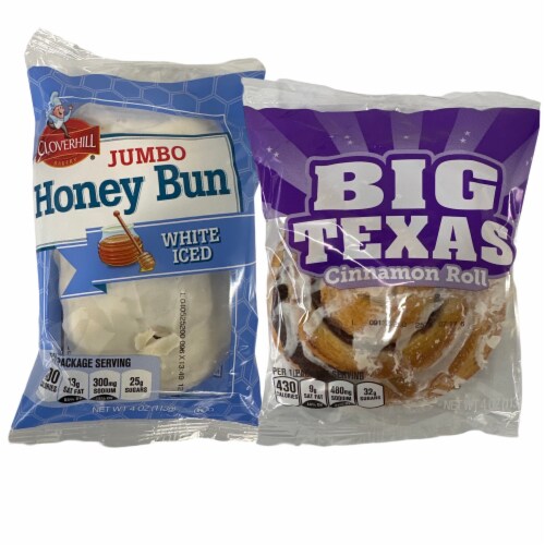 Tribeca Curations | Cloverhill Jumbo White Iced Honey Bun & Big Texas Cinnamon Roll Combo | 1 Perspective: top
