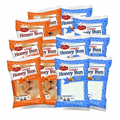 Tribeca Curations | Cloverhill Jumbo White Iced Honey Bun & Jumbo Glazed Honey Bun | 12 Pack Perspective: top