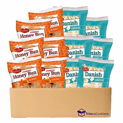 Tribeca Curations | Cloverhill Jumbo Glazed Honey Bun & Cheese Danish Combo | 12 Pack Perspective: top