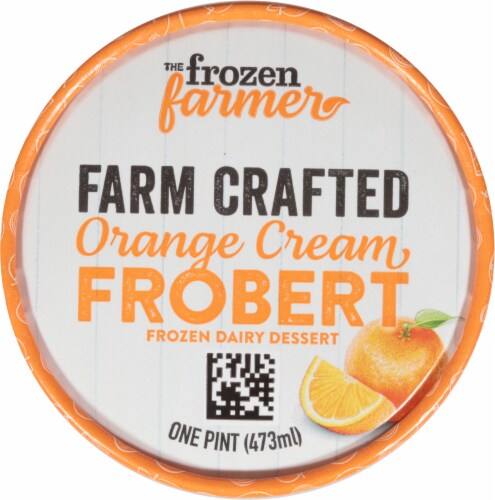 The Frozen Farmer Orange Cream Frobert Frozen Dairy Dessert Pint Perspective: top