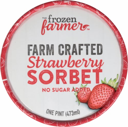 The Frozen Farmer Dairy Free Strawberry Sorbet Pint Perspective: top