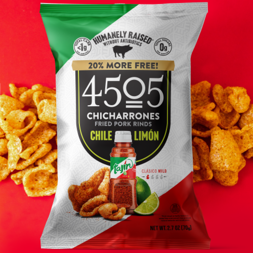4505 Tajin Chile Limon Chicharrones Fried Pork Rinds Perspective: top