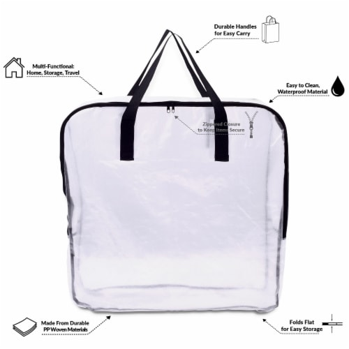 Clear Zippered Storage Bags, See Thru Transparent Totes with