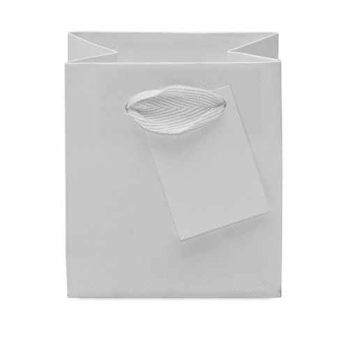 Occasionall Extra Small White Embossed Diamond Pattern Paper Bags with Handle 12PK 4x2.75x4.5 Perspective: top