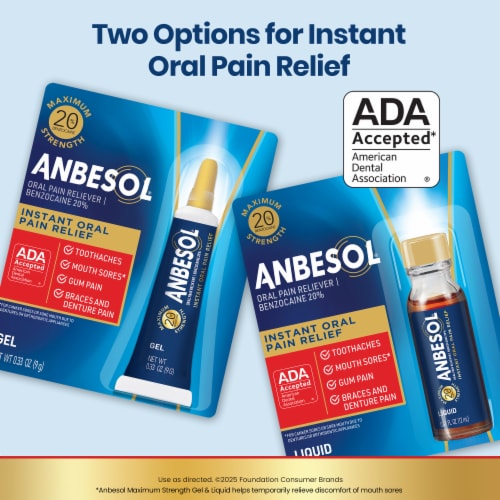Anbesol Maximum Strength Instant Oral Pain Relief 0.33 oz Perspective: top