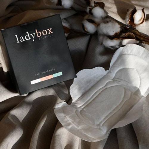 Ladybox Boutique Organic Overnight Menstrual Pads-12CT Perspective: top