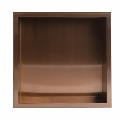 ALFI brand ABNP1616-BC 16  x 16  Brushed Copper PVD Steel Square Single Shelf Shower Niche Perspective: top