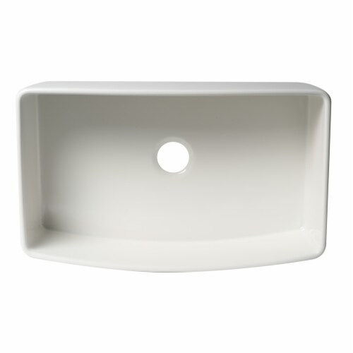 ALFI Brand ABFC3320S-W White  Curved Apron 33  x 20  Single Bowl Fireclay Farm Sink with Grid Perspective: top