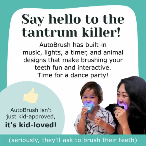 AutoBrush Kids Pro with Nylon Brush Head - Ultrasonic Whole Mouth Toothbrush (Ages 9-12) Perspective: top