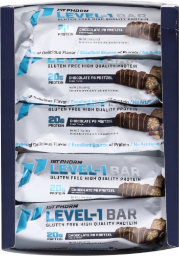 1st Phorm Level-1 Chocolate Peanut Butter Pretzel Protein Bars Perspective: top