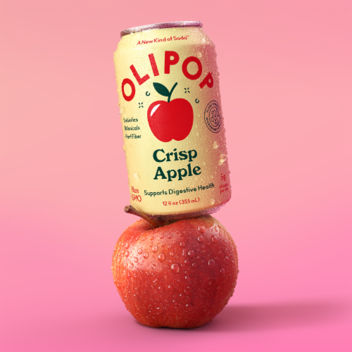 Olipop® Crisp Apple Prebiotic Soda Can Perspective: top