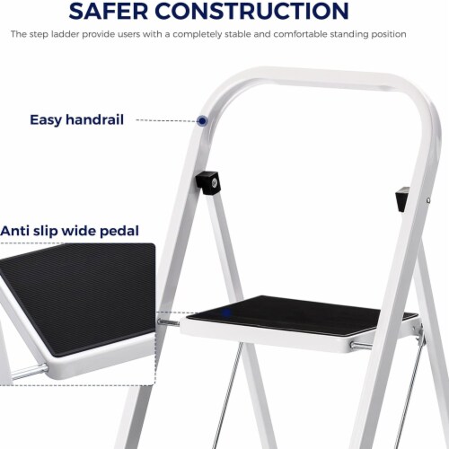 Delxo Non-Slip 2 Step Stool Folding Steel Wide Step Ladder