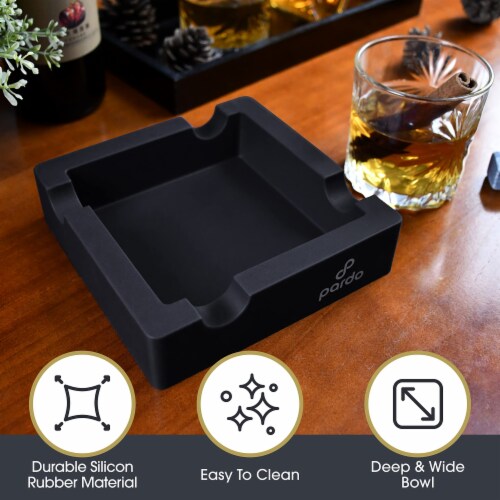 PARDO Black Cigar Ashtray, Unbreakable Silicone, 1 Pack, 4xCigar Holder Perspective: top