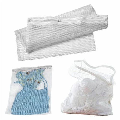 2 Pc White Mesh Laundry Bag 14 x 18 Wash Lingerie Delicates