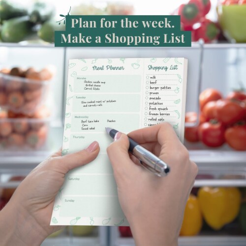 Rileys & Co 52-Page Meal Planner Note Pad with Tear-off Grocery List, Weekly Menu Planning Perspective: top