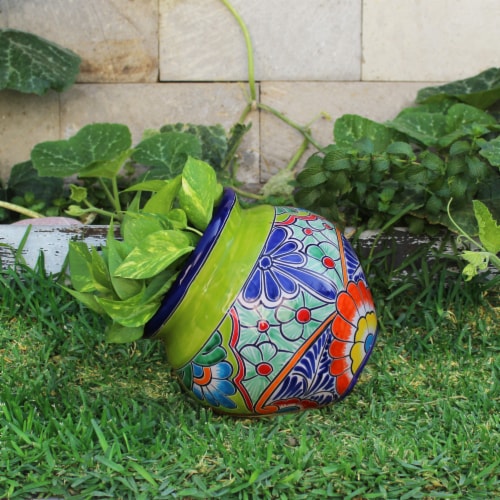 Evergreen Talavera Tilted Chata Pot Perspective: top