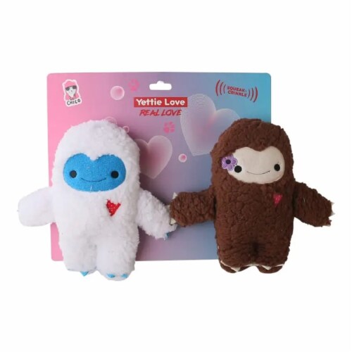 JoJo Modern Pets Interactive Squeaky Dual Yettie Snowman Plush Dog Toy Pack Perspective: top