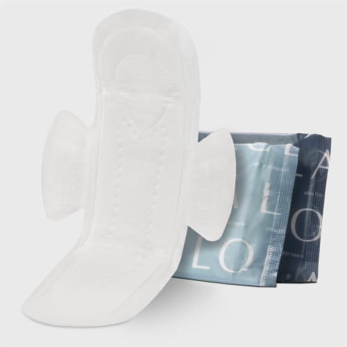 LOLA Ultra Thin Unscented Pads with Wings Regular Absorbency Perspective: top