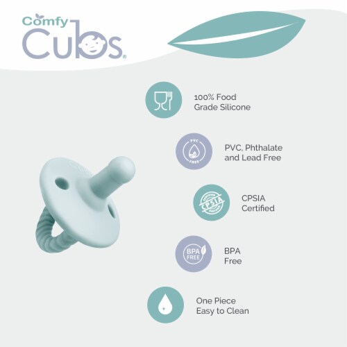 Pacifier 4 Pack by Comfy Cubs, Earth Green, Stage 1 Perspective: top