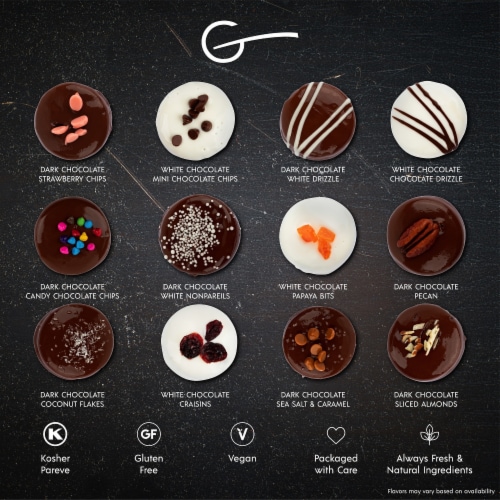 HOLIDAY COOKIES GIFT BASKET | GLUTEN FREE GOURMET CHOCOLATE COVERED COOKIES [12 COUNT] Perspective: top