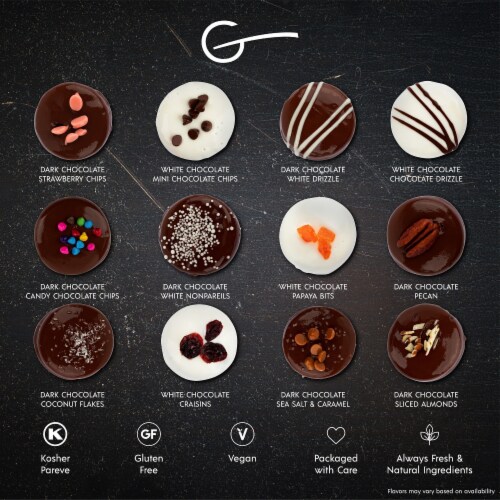 HOLIDAY COOKIES GIFT BASKET | GLUTEN FREE GOURMET CHOCOLATE COVERED COOKIES [12 COUNT] Perspective: top