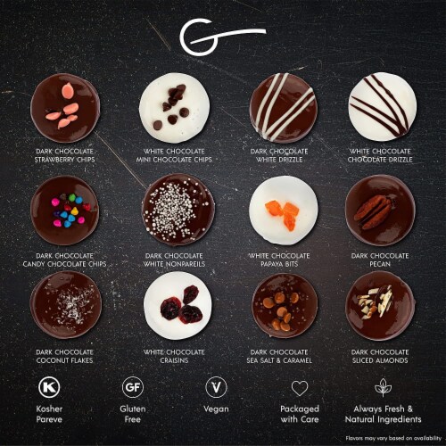 GLUTEN FREE CHOCOLATE COVERED COOKIES FOR HOLIDAY, BIRTHDAY, CORPORATE GIFT BASKET [12 COUNT] Perspective: top