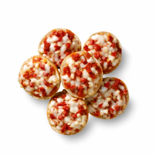 One Bite Pepperoni Mini Pizza Bagels Perspective: top