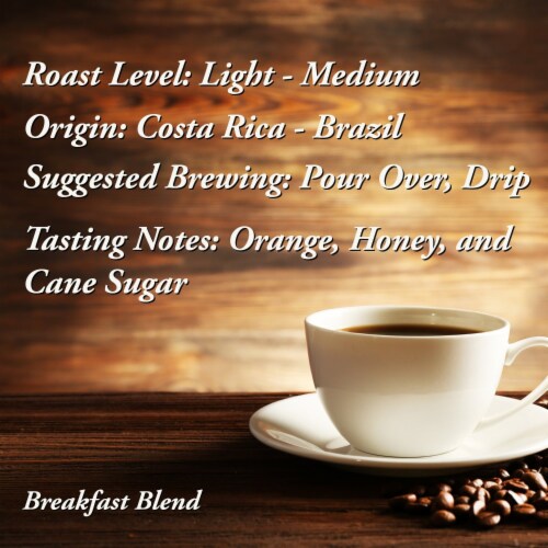 Breakfasts Blend, Medium Roast, Whole Bean Coffee, Costa Rica, Specialty Coffee, 12 oz Perspective: top