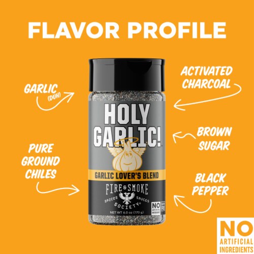 Fire & Smoke Society® Holy Garlic!™ Garlic Lover's Seasoning Perspective: top