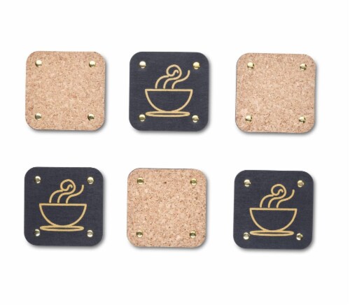 Summit One Cork Coasters (Set of 6) - Bar Accessories for Home Bar Set Perspective: top
