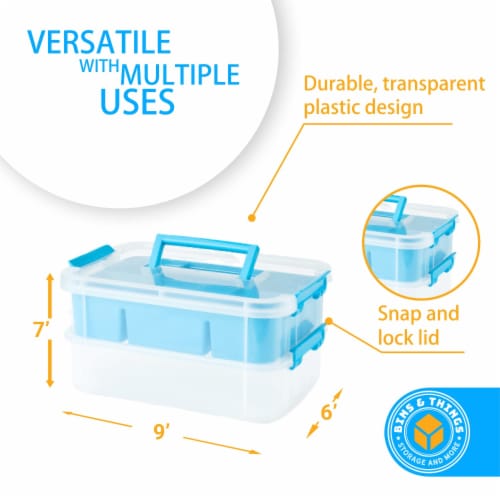 Plastic Storage Box Stackable Handle Locking Art Supply Containers with  Lids Craft Bin Organizer Box 