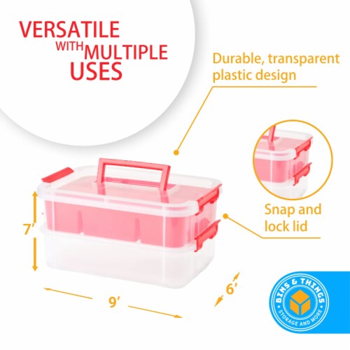 Bins  Things 2 Trays Red Stackable Storage Container Organizer Perspective: top