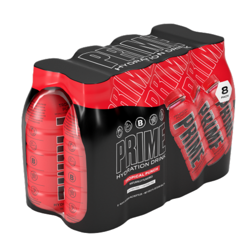 Prime Tropical Punch Sports Drink Multipack Bottles Perspective: top