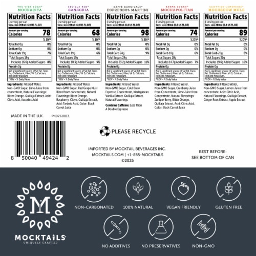 NITRO Mocktails Variety Pack Award-Winning Non-Alcoholic Cocktails Perspective: top
